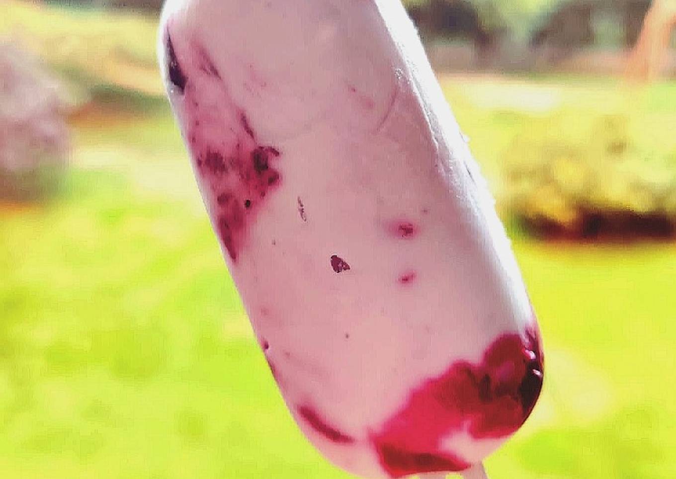 Helado ligero de yogur, arándanos y cerezas con moldes Lékué