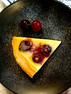 A picture of Fresh cherry clafoutis.