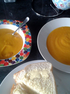 A picture of Thick carrot and lentil soup.