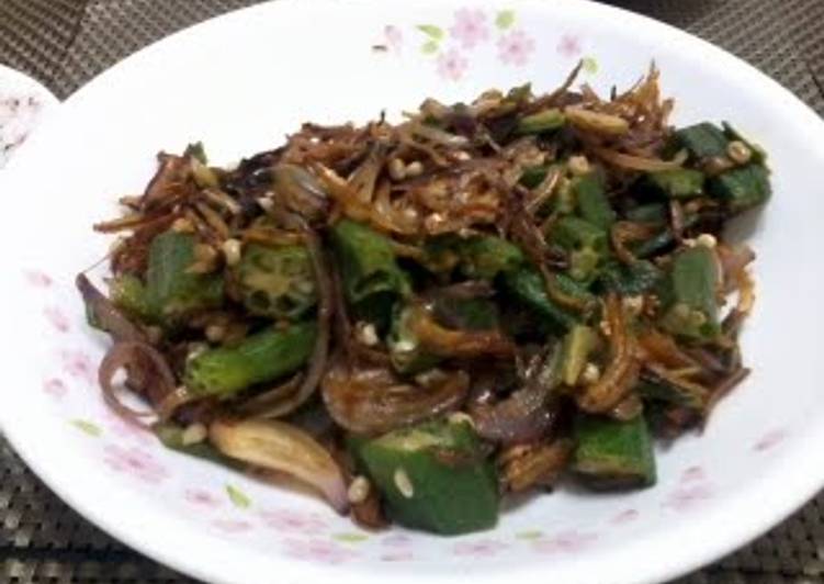 Simple Way to Prepare Ultimate Okra With Dried Anchovies