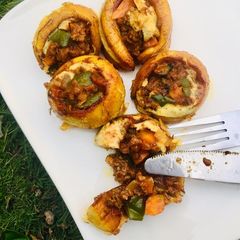 A picture of Baked stupped plantain.