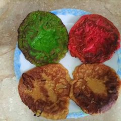 A picture of Rainbow Honey Pancakes.