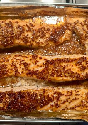 A picture of Roasted Salmon Glazed With Brown Sugar and Mustard.