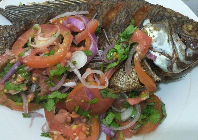 Fried fish with kachumbari