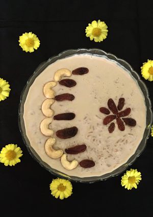 A picture of Nolen Gur Payesh / Date Palm Jaggery Rice Pudding.