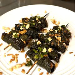 A picture of Vietnamese Beef Wrapped in Betel Leaves! (Bò Lá Lốt).