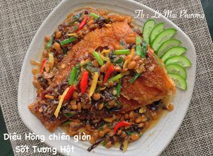 Hình của món Cá Diêu Hồng chiên giòn Sốt Tương Hột.