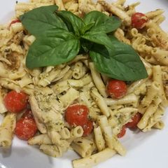 A picture of Basil with Tomato cocktail macaroni.