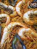Arroz con gambas, calamares y mejillones