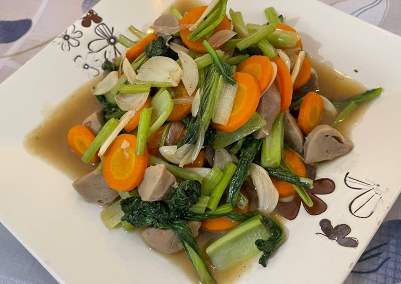 Tumis Sawi Hijau Bakso