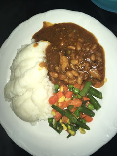 A picture of Pap and fish(tin).