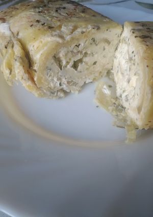 Una foto de Rollo de calabacín y queso de untar
