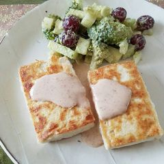 A picture of Tofu Steak with Miso Sauce.