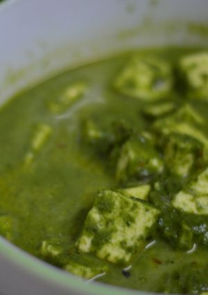 A picture of Palak paneer.