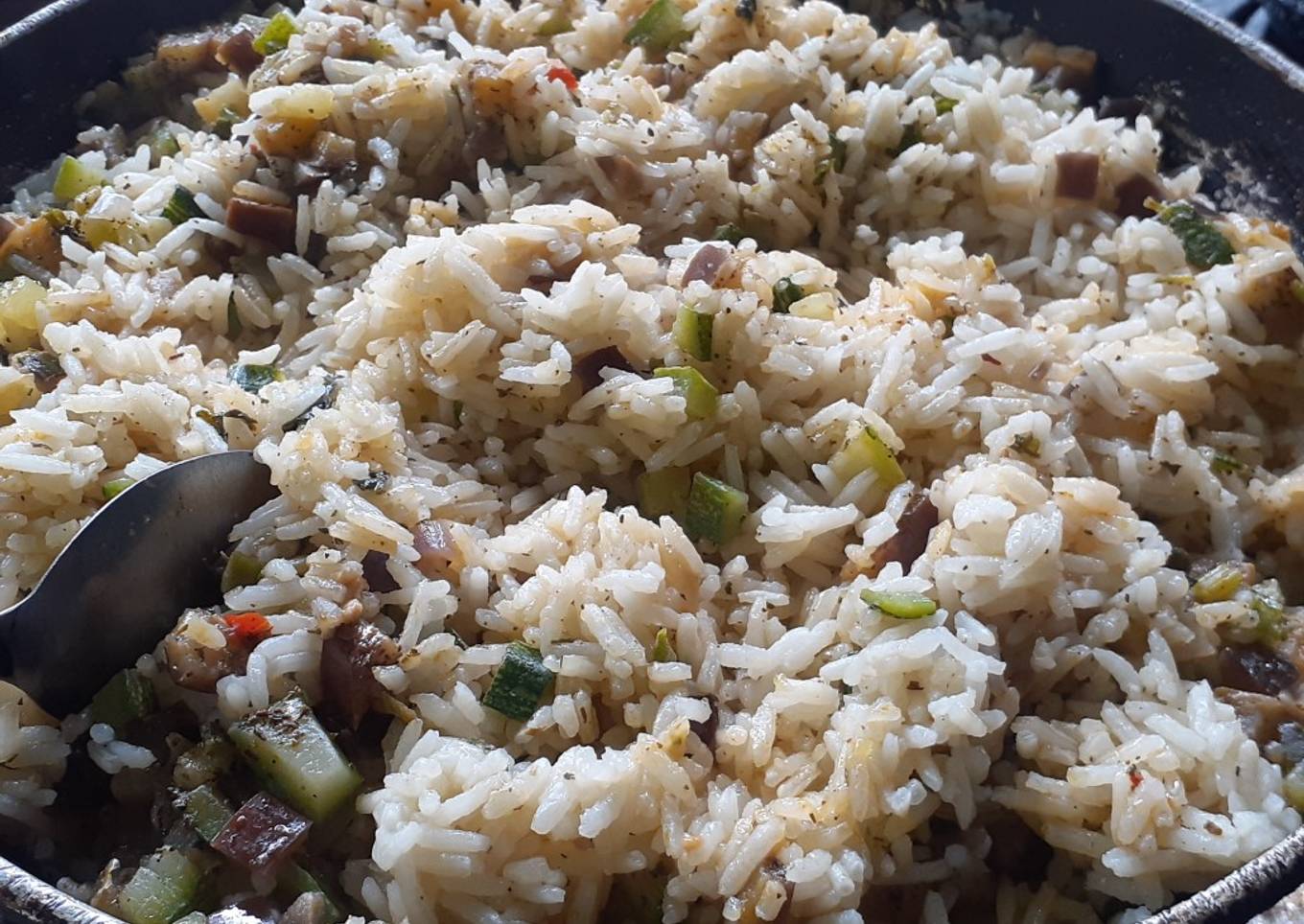 Arroz Con Berenjena y Calabacín