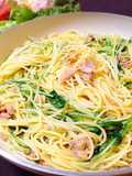 Easy Mizuna and Tuna Pasta with Special Sauce