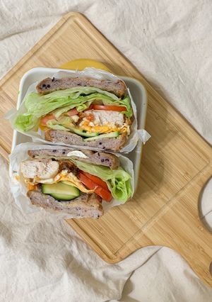 A picture of Purple Rice Toast Grilled Chicken Sandwich.