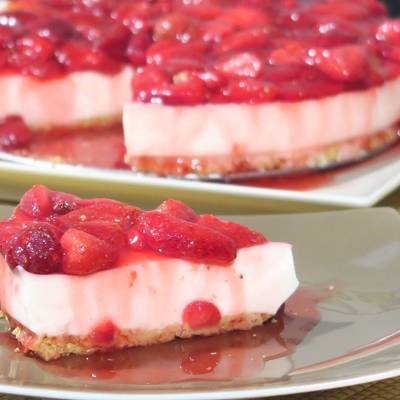 Vídeo) Cheesecake con fresas SIN HORNO Receta de Midori- Cookpad