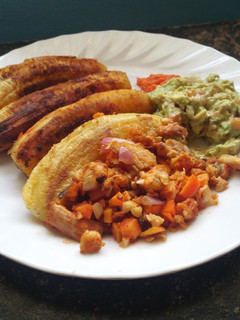 A picture of Plantains and stirfry fish fillet.