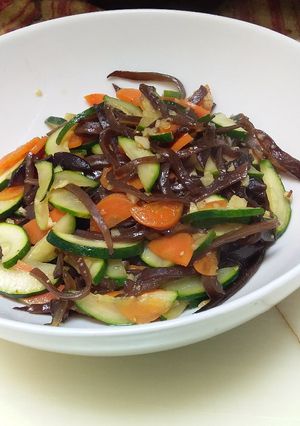 Foto resep Tumis zukini jamur hitam wortel