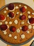 Gâteau aux amandes, ganache montée vanille et fraises