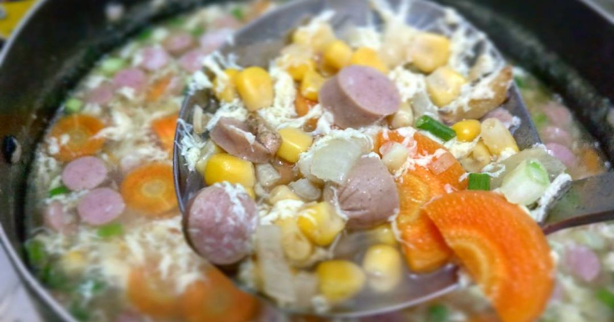 Resep Sop Telur Sosis Jagung Manis Wortel Ala Bujang oleh Anwar Rosidin