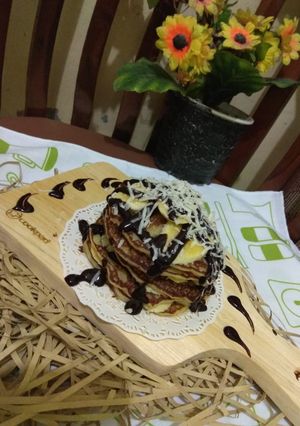 Foto resep Banana pancake saus coklat