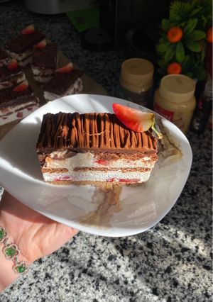صورة لوصفة تشيز كيك الترامسيو بالفراولة و شكولاطة 🍫🍓