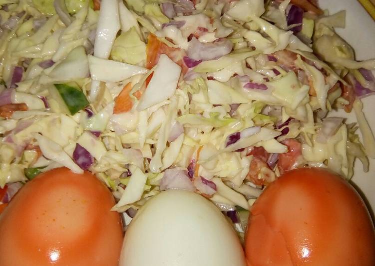 Easiest Way to Make Any-night-of-the-week Cabbage and tomatoes salad with coloured eggs