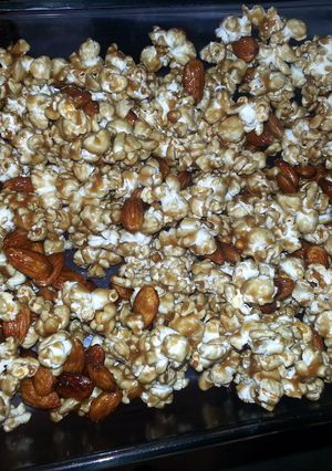 A picture of Carmel Almond Popcorn.