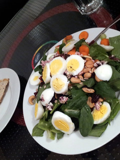 A picture of Egg salad and crispy tortilla.