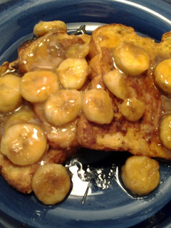 A picture of Banana and vanilla french toast.