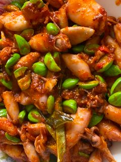 Foto resep Baby cumi masak balado pete