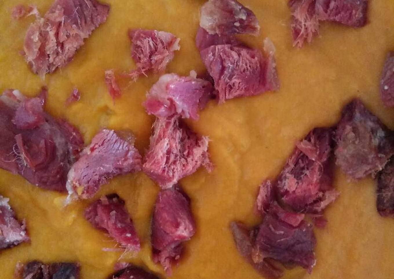 Puré de verduras con trocitos de jamón