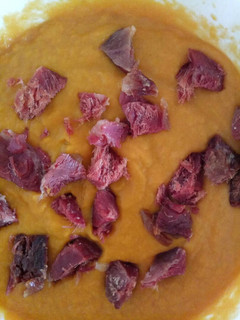 Una foto de Puré de verduras con trocitos de jamón