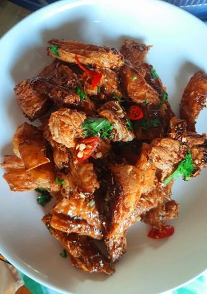 Hình của món Đậu (tàu) hủ ky sốt sả ớt mặn ngọt.