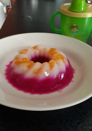 Foto resep Puding Susu Buah Naga Jeruk
