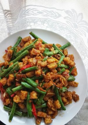 Foto resep Tumis kacang panjang tempe pedas manis