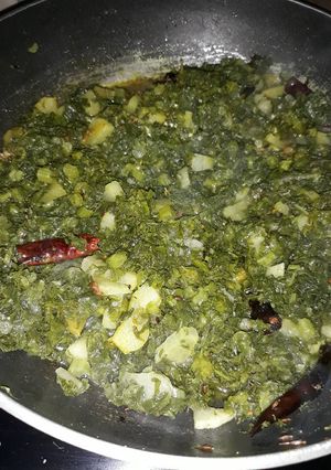 A picture of Muli leaves bhaji.