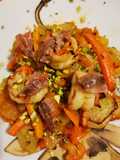 Insalata di verdure e Gamberoni, cottura friggitricearia