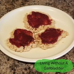 A picture of PB&J Oatmeal Pancakes.