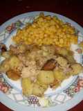 Patate con tonno con contorno di mais