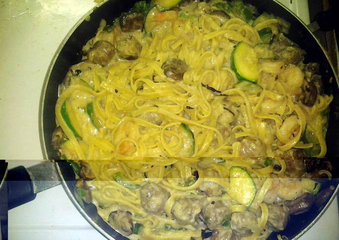 Shrimp and Sausage Fettucini