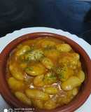 Fabes con langostinos y guisantes😋