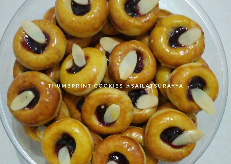 Cara Gampang Menyiapkan Blueberry Almond Thumbprint Cookies Anti Gagal
