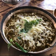 Aloo palak with makhani gravy A picture of Aloo palak with makhani gravy.