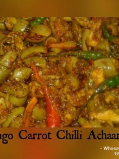A picture of Whosayna’s Mango Carrot Chilli Atchar.