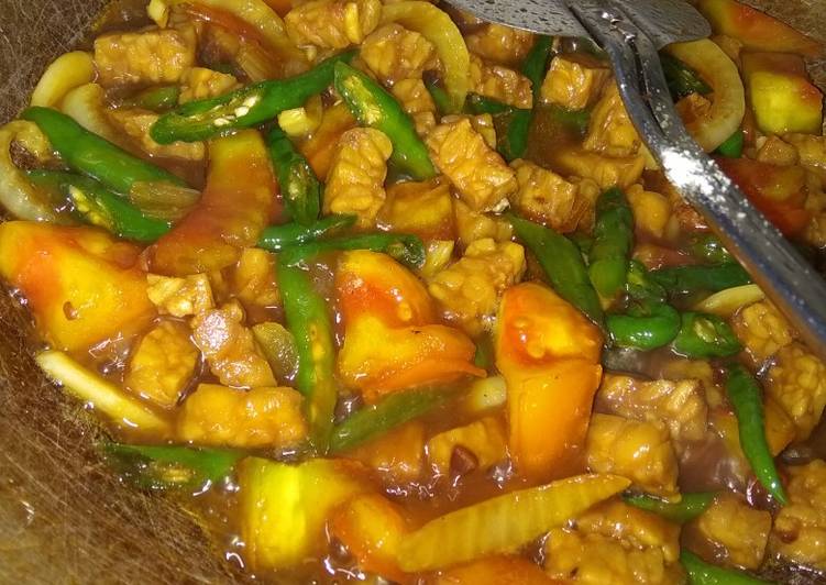 Resep Oseng tempe cabe ijo Anti Gagal