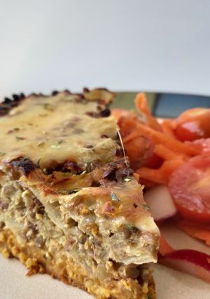 Una foto de Pastel de lentejas y boniato