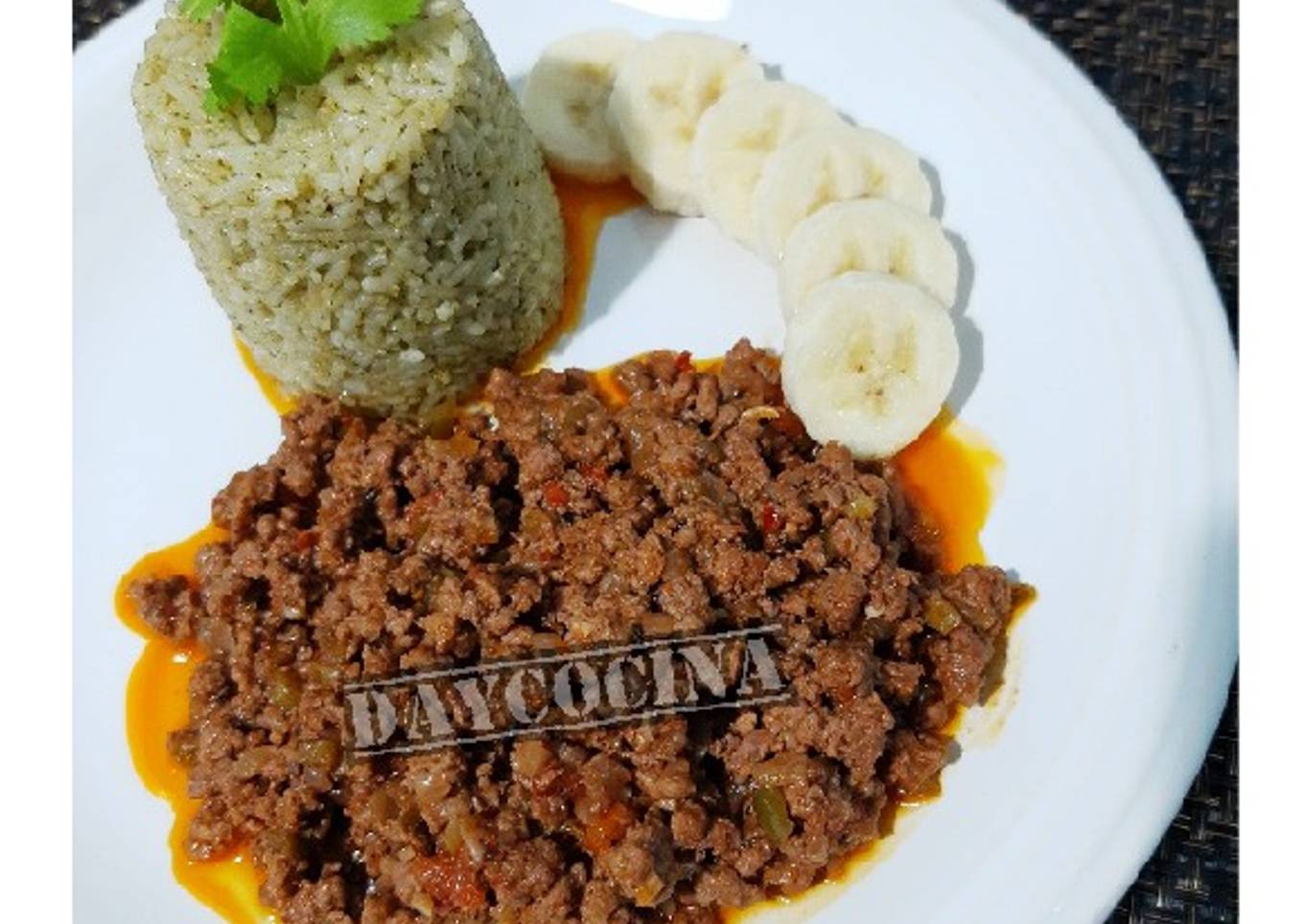 Arroz al cilantro con Picadillo de res 👩🏻🍳